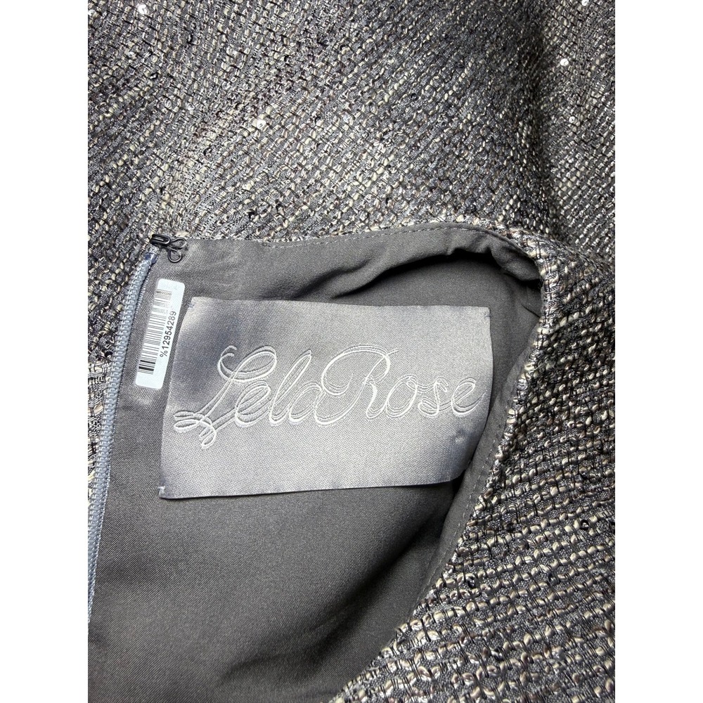 Silver Metallic Sparkle Fit & Flare Midi Dress Size 14 Cocktail Party Holiday - Picture 8 of 10